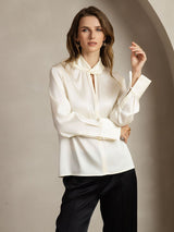 [Elfenben] SilkSilky-DK 19Momme Silke Womens Shirt 003