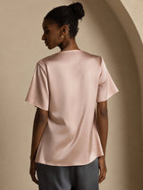 [Toscana] SilkSilky-DK Short Sleeve Cowl Neck Damebluser 002