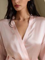 [Lys Pink] SilkSilky-DK 3/4 Sleeve Dame Morgenkåbe 004