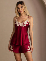 [Vin] SilkSilky-DK Sleeveless V Neck Camisole Sæt 001