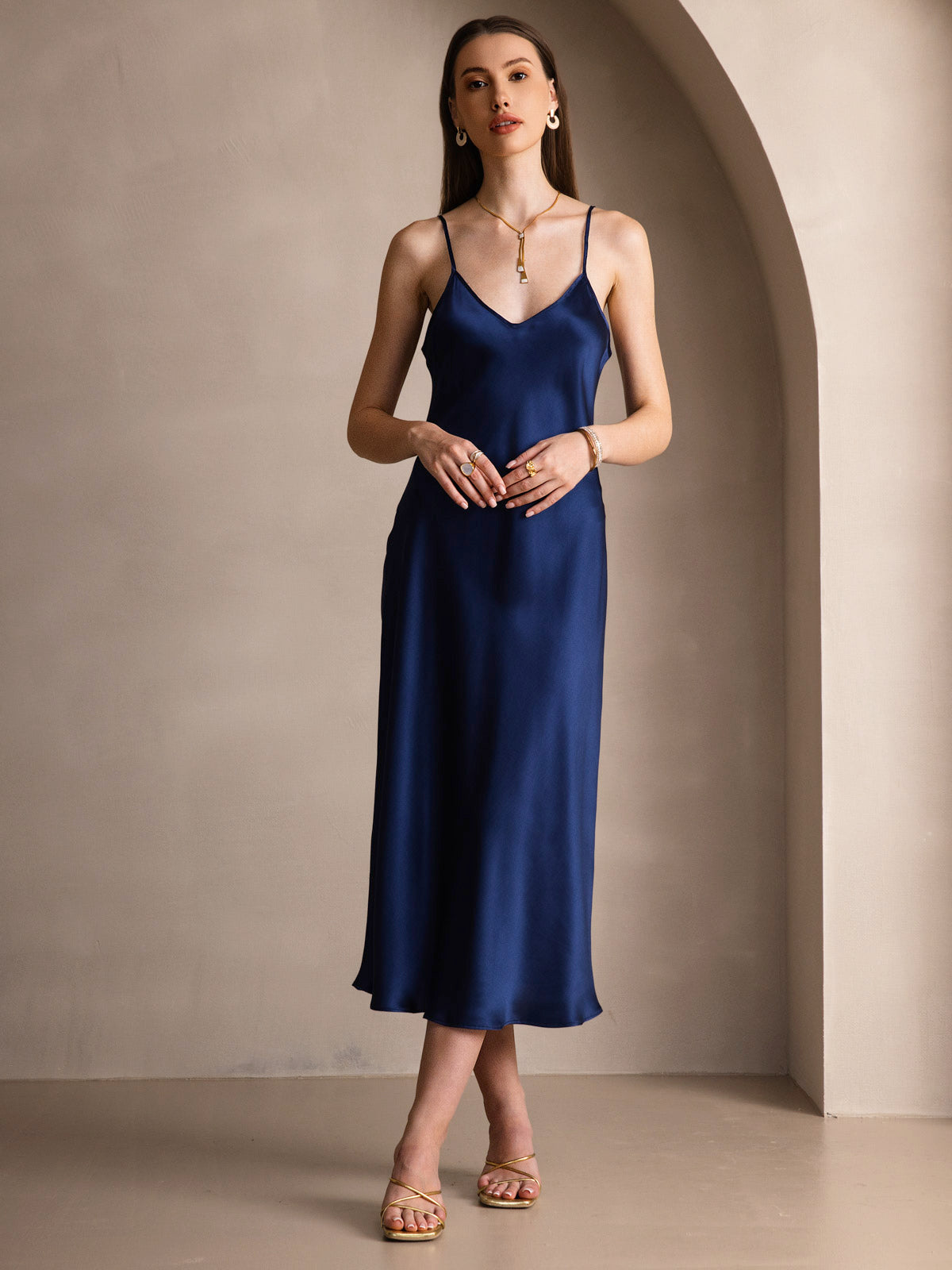 [Mørkeblå] SilkSilky-DK Dress 003