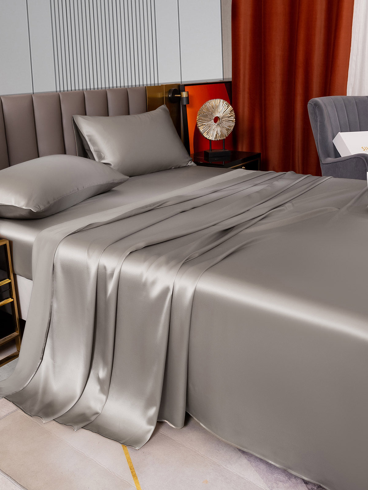 [Grå] SilkSilky-DK 22Momme Bedding Set 003