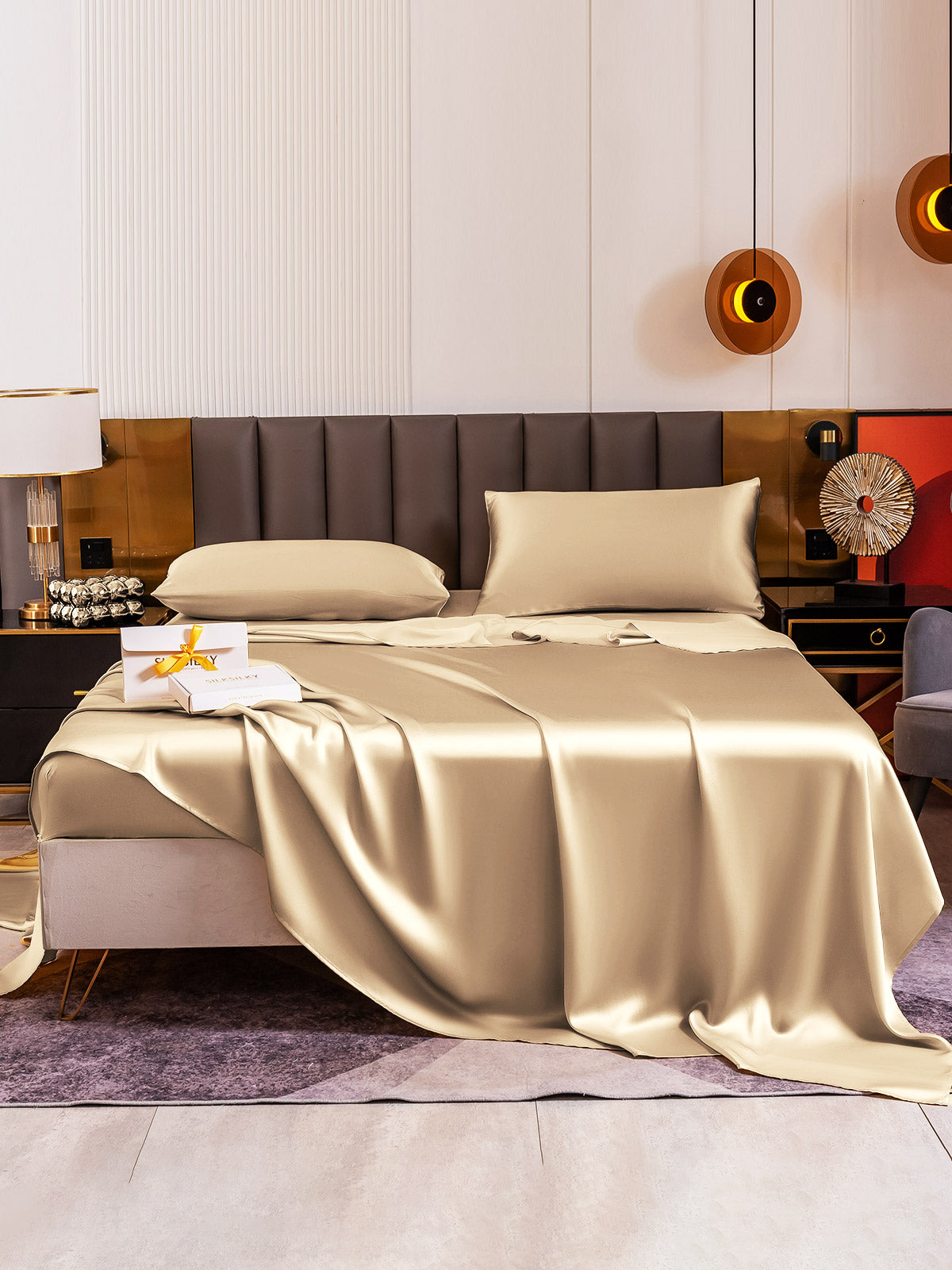 [Beige] SilkSilky-DK 19Momme Bedding Set 002