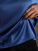 [Ægte Petrol] SilkSilky-DK Cap Sleeve Round Neck T-shirt til kvinder 004
