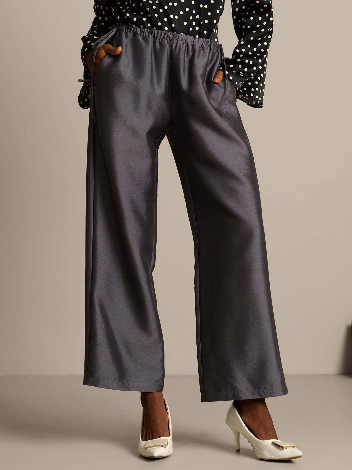 [Grå] SilkSilky-DK 32Momme Silke Womens Pants 001,