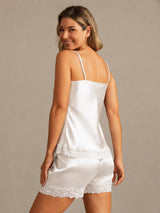 [Hvid] SilkSilky-DK Sleeveless V Neck Camisole Sæt 002