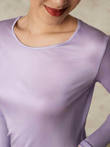 [Lilla] SilkSilky-DK Long Sleeve Round Neck Dame Lange Underbukser 005
