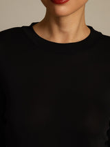 [Sort] SilkSilky-DK Long Sleeve Crew Neck T-shirt til kvinder 004