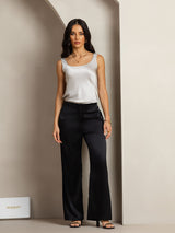 [Sølv] SilkSilky-DK 19Momme Ærmeløs Dyb Rund Halsudskæring Camisole Top 003