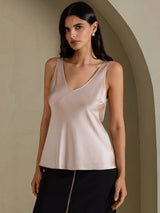 [Skyggegrå] SilkSilky-DK Sleeveless V Neck Camisole Top 003