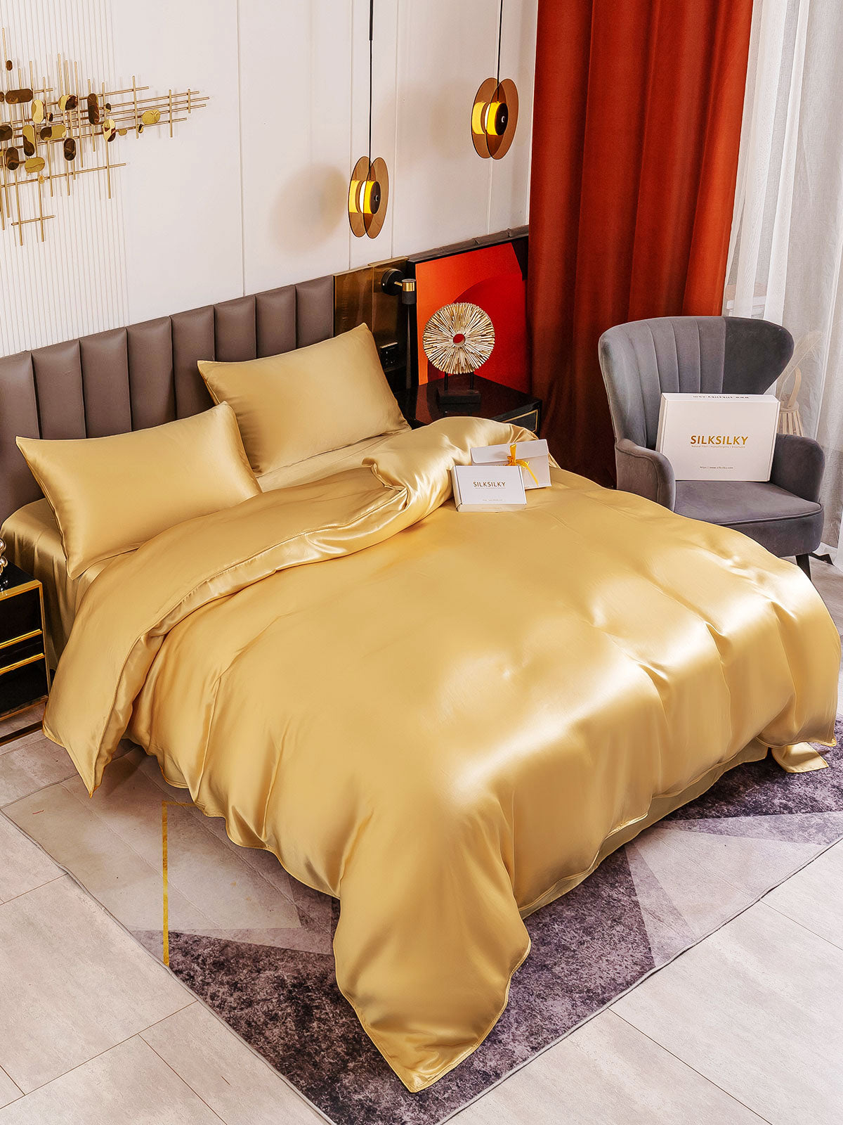 [Champagne] SilkSilky-DK 19Momme Bedding Set 004