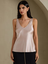 [Skyggegrå] SilkSilky-DK Sleeveless V Neck Camisole Top 001