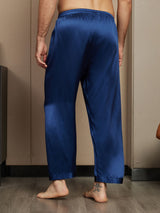 [Mørkeblå] SilkSilky-DK Pure Silk Mens Sleep Bottoms 002