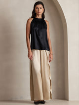 [Sort] SilkSilky-DK Sleeveless Halter T-shirt til kvinder 001