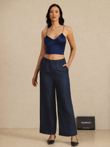 [Mørkeblå] SilkSilky-DK Spaghetti Strap V Neck Camisole Top 006