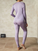 [Lilla] SilkSilky-DK Long Sleeve Round Neck Dame Lange Underbukser 002