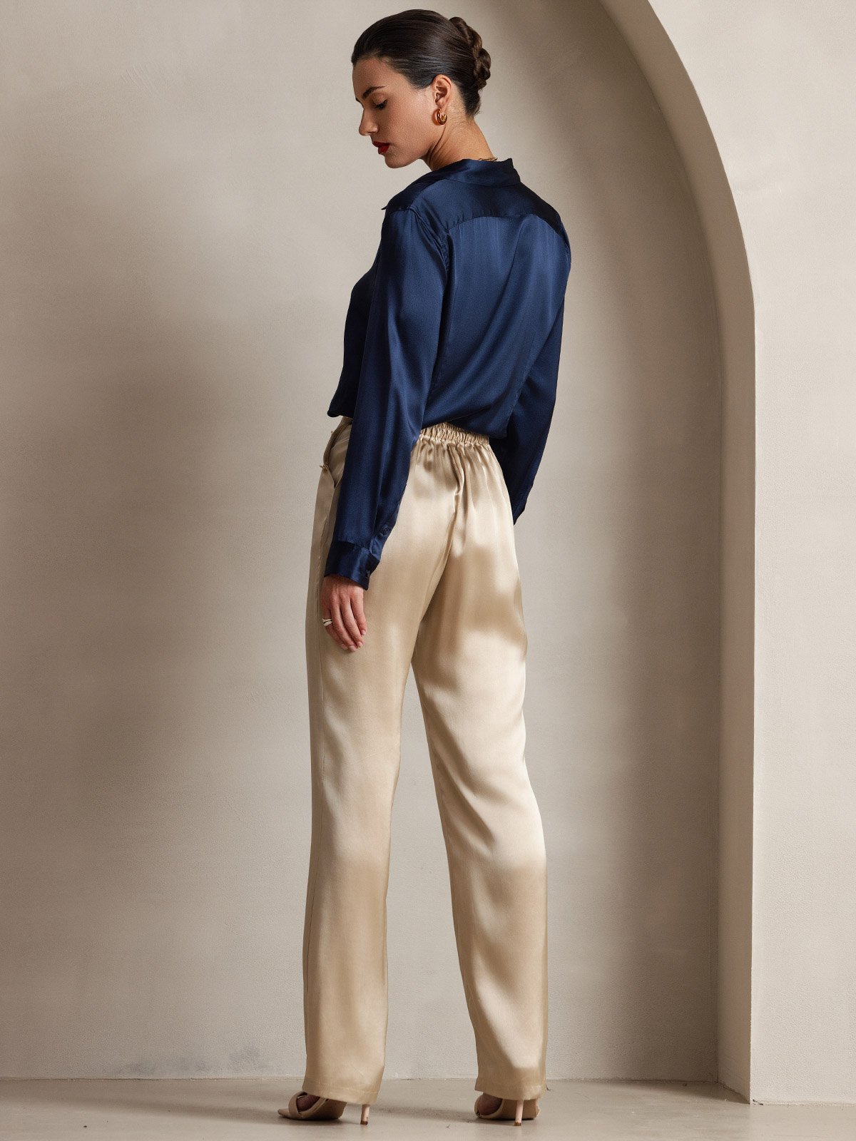 [Champagne] SilkSilky-DK 19Momme Silke Womens Pants 002