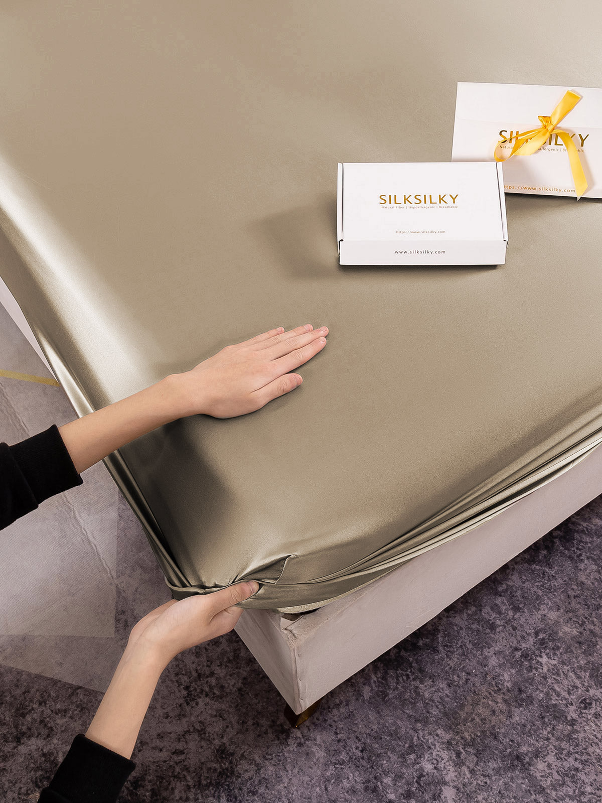 [Kaki] SilkSilky-DK 19Momme Bedding Set 005