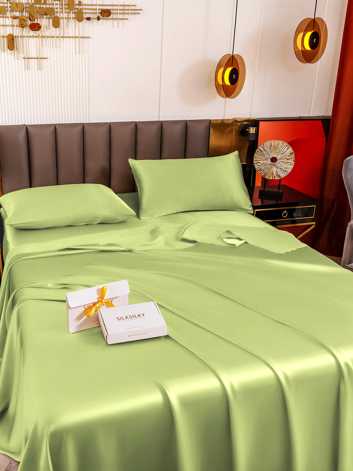 [Mintgrøn] SilkSilky-DK 19Momme Bedding Set 003