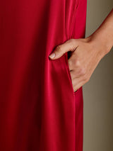 [Vin] SilkSilky-DK 3/4 Sleeve Round Neck Kjole 003