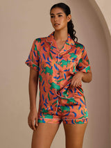 [Lerelefant] SilkSilky-DK Short Sleeve Lapel Collar Dame Pyjamas 003