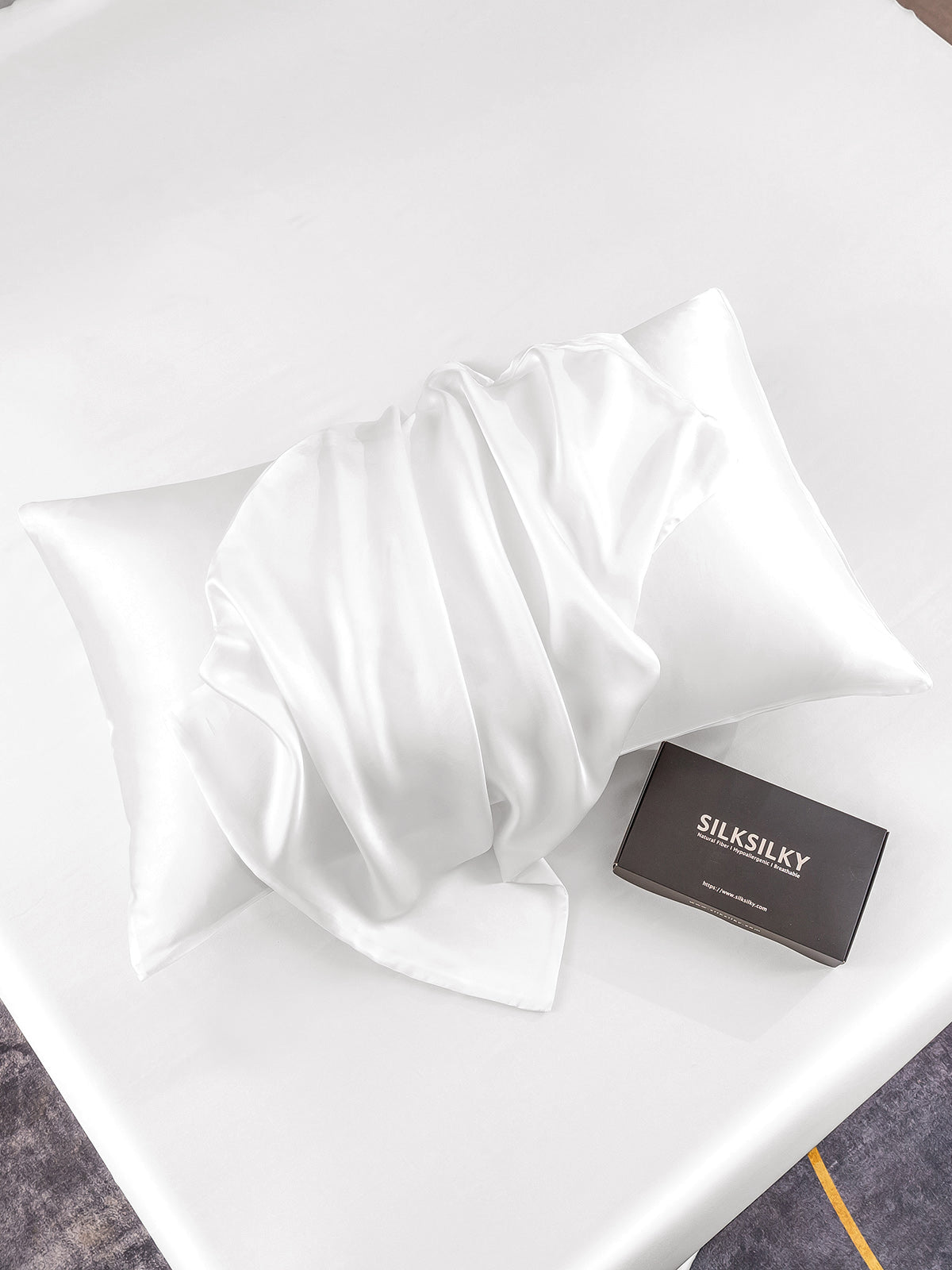 SilkSilky-DK-19Momme-Pure-Silk-Pillowcase-Hvid-004