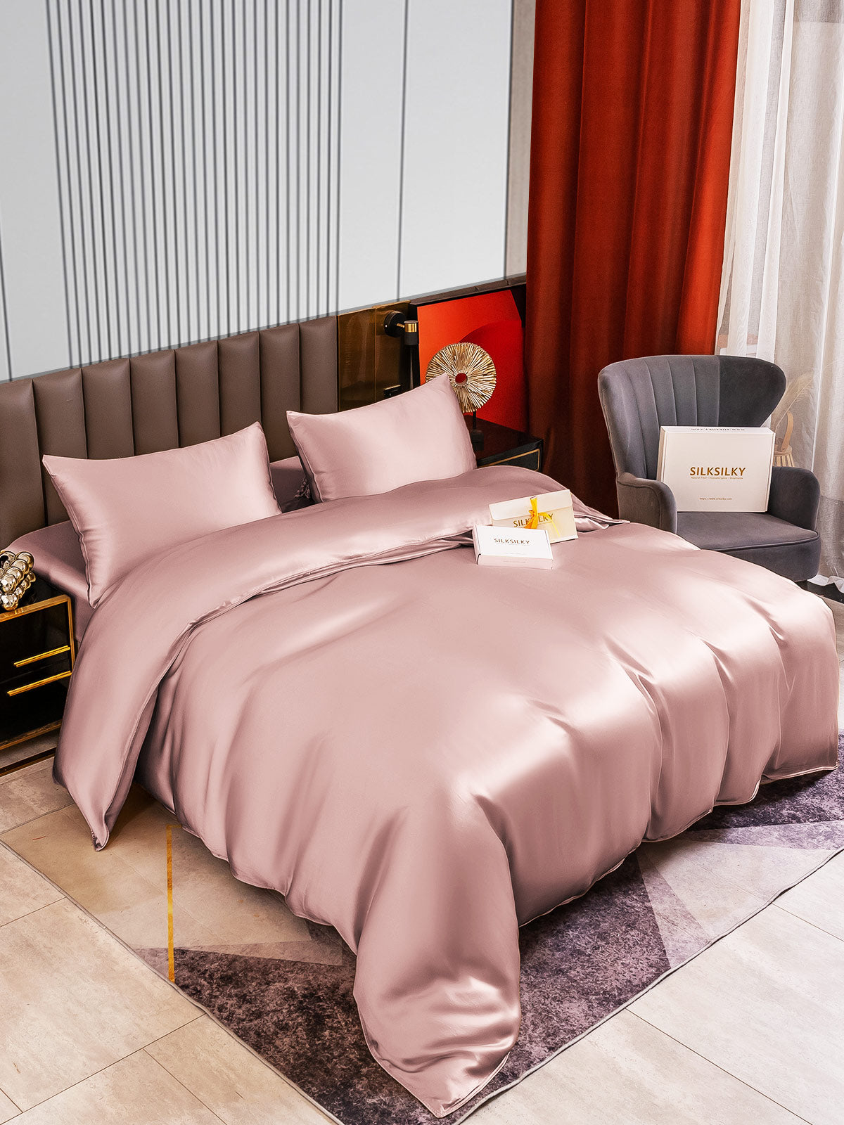 [Bleg Mauve] SilkSilky-DK 22Momme Bedding Set 002