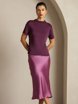 [Lilla] SilkSilky-DK Short Sleeve T-shirt til kvinder 008