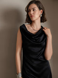 SilkSilky-DK-19Momme-Silke-Sleeveless-Cowl-Neck-Kjole-Sort-003