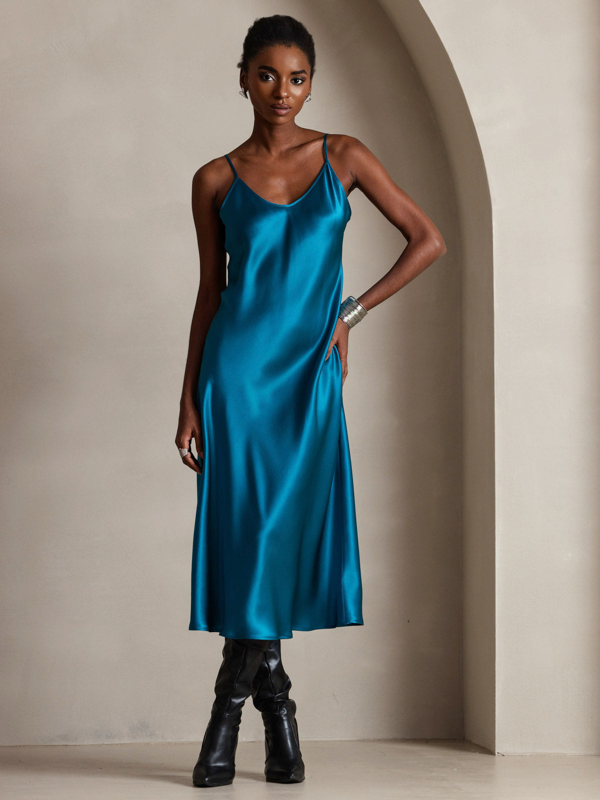 [Blågrøn] SilkSilky-DK Dress 001