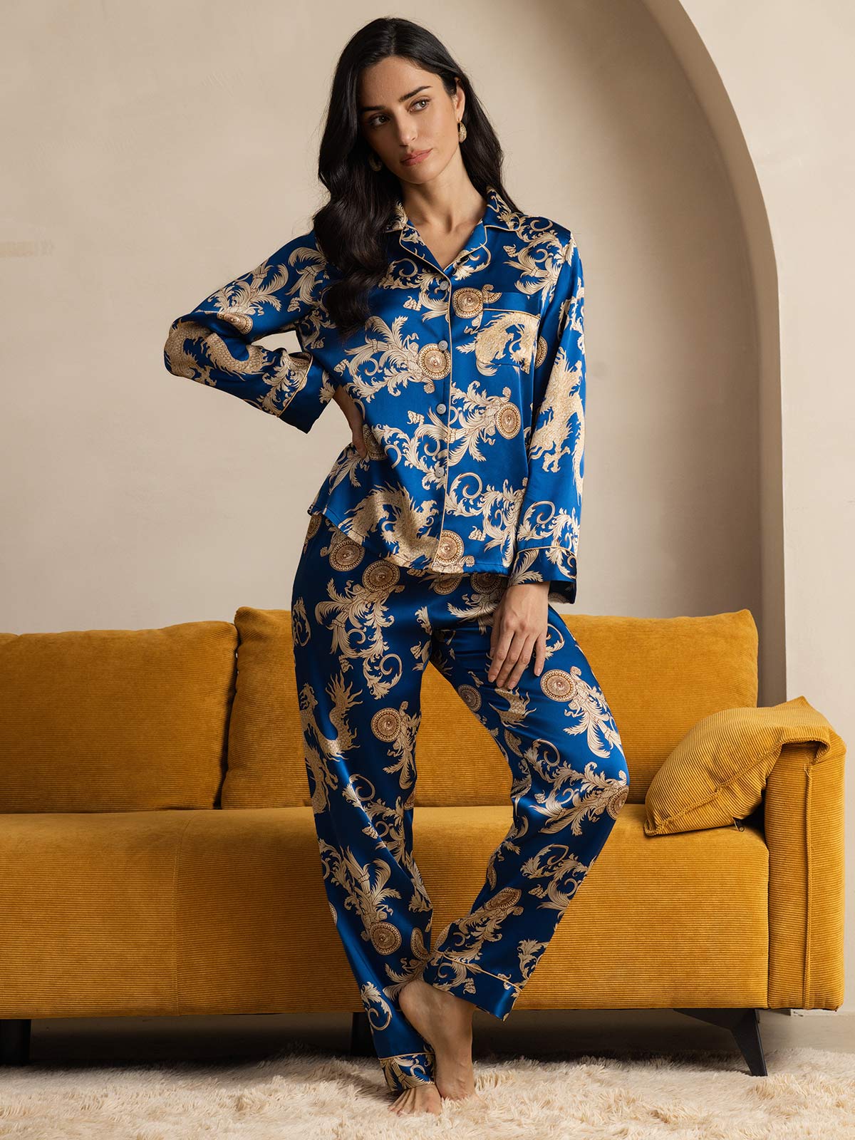 SilkSilky-DK Revers Dame Pyjamas Blå 006