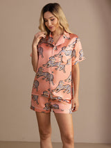 [Rosa Kat] SilkSilky-DK Short Sleeve Lapel Collar Dame Pyjamas 005