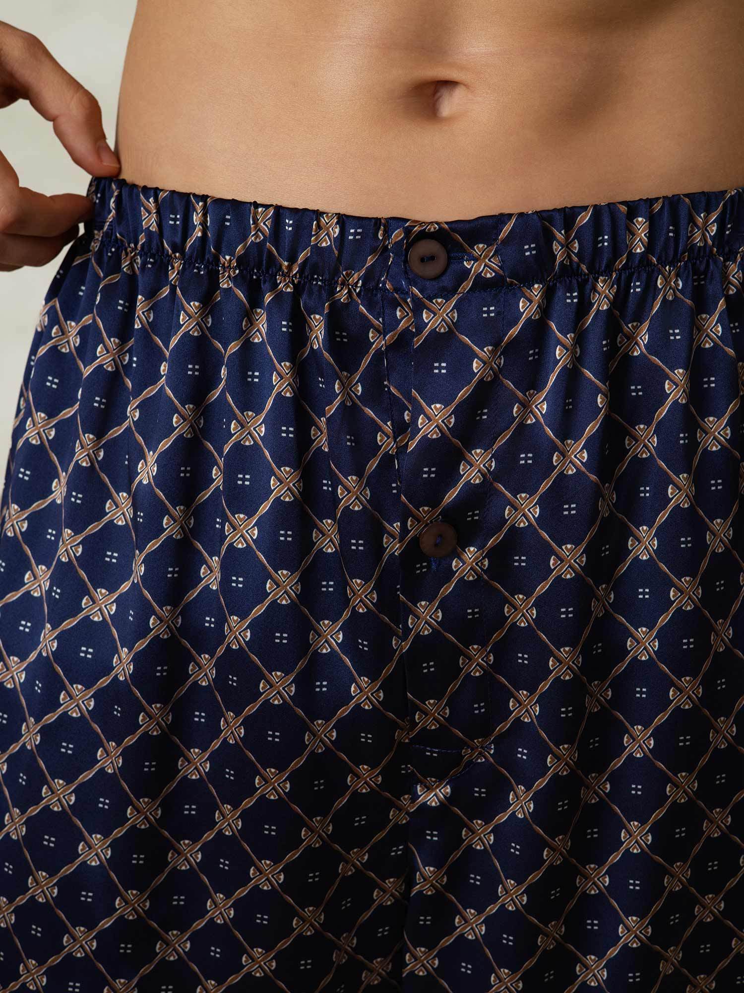 [Marine Kæde] SilkSilky-DK Silke Mens Sleep Bottoms 006,