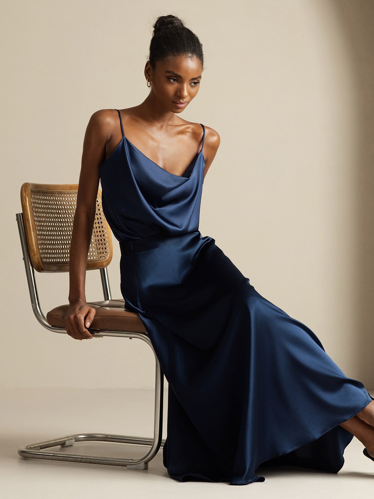 [Mørkeblå] SilkSilky-DK 19Momme Silke Womens Outfit Sets 001,