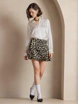 [Hvid] SilkSilky-DK Long Sleeve Lapel Collar Dameskjorte 007