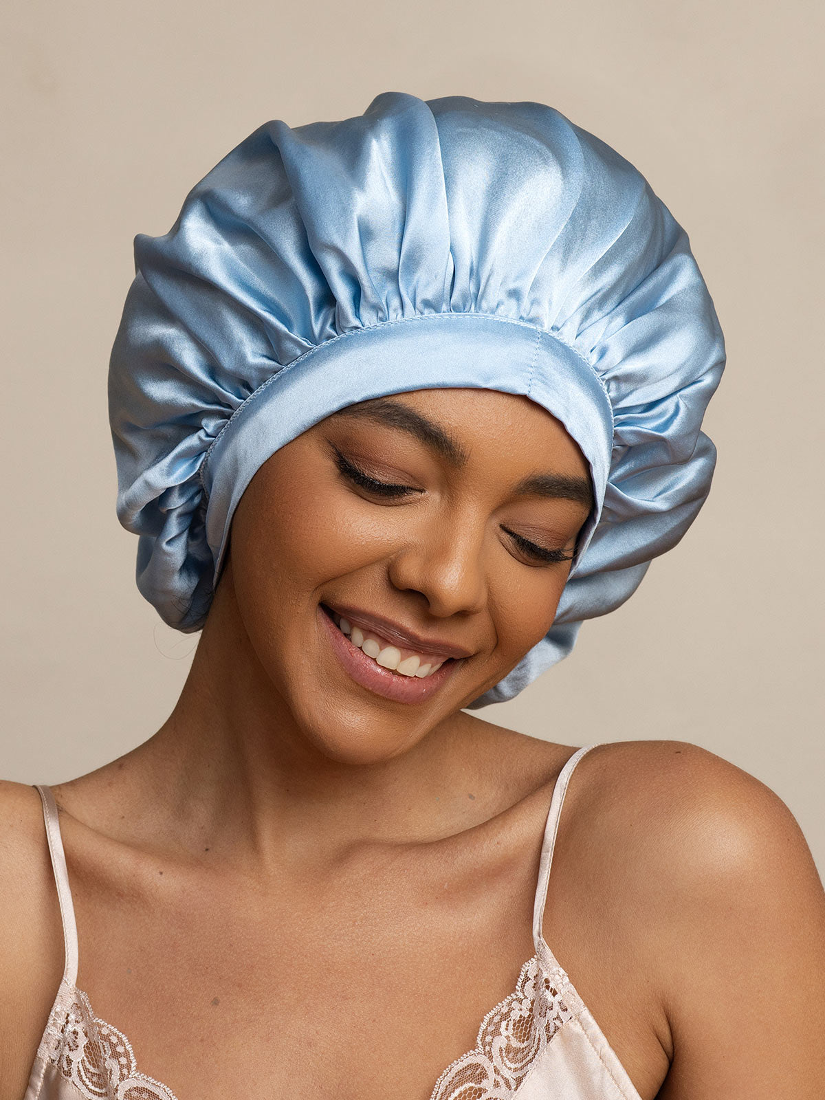 [Lyseblå] SilkSilky-DK Sleep Cap 004