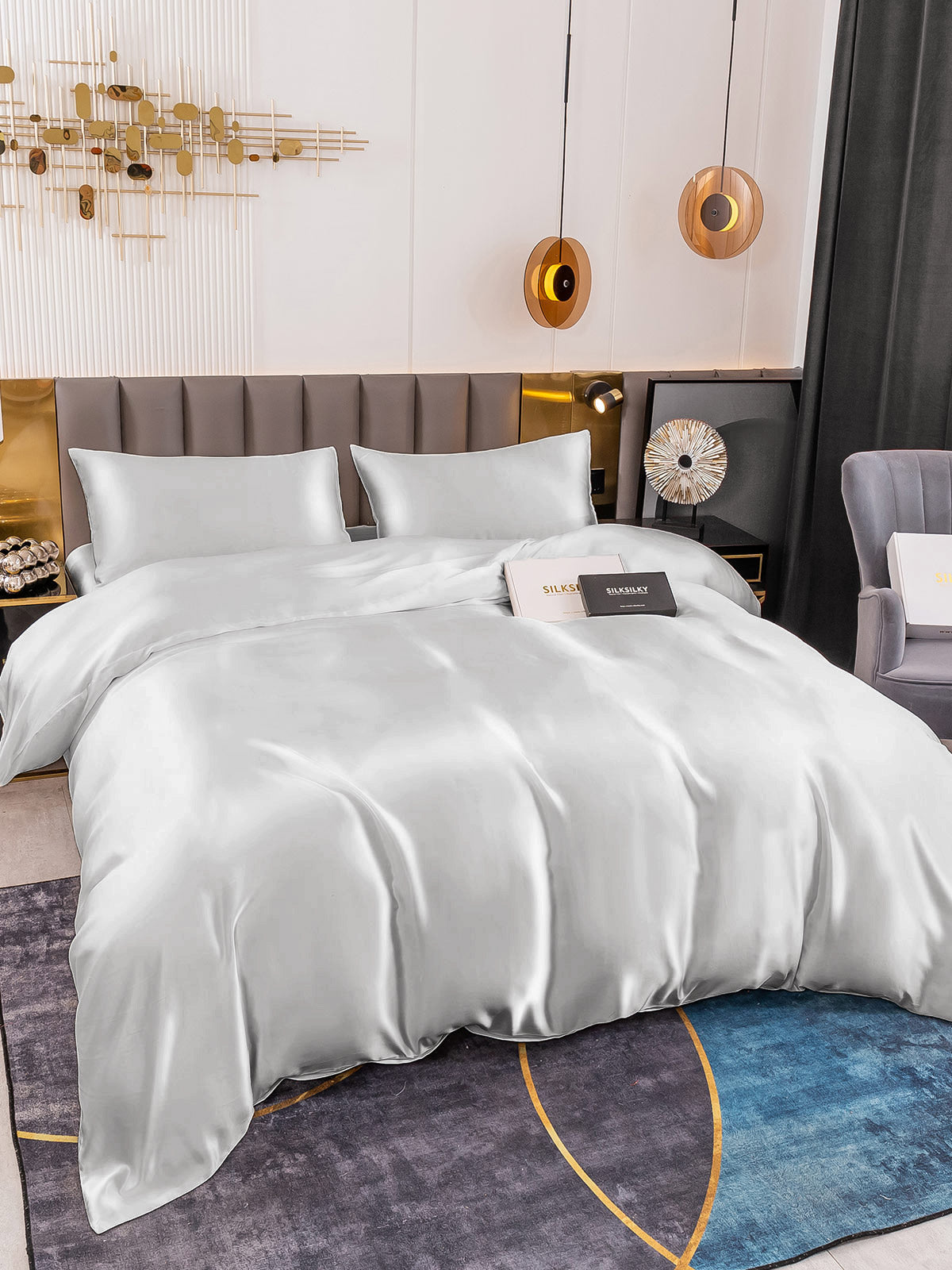 [Sølv] SilkSilky-DK 19Momme Bedding Set 004