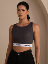 [Grå] SilkSilky-DK Sleeveless Crew Neck Camisole Top 001