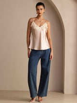 [Lyserød] SilkSilky-DK Sleeveless V Neck Camisole Top 006