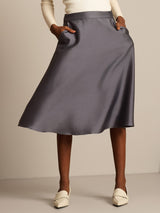 [Grå] SilkSilky-DK 32Momme Silke Skirt 003