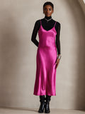 SilkSilky-DK-Pure-Silk-Sleeveless-Round-Neck-Kjole-Rosenrød-007