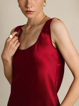 [Vin] SilkSilky-DK 19Momme Ærmeløs Dyb Rund Halsudskæring Camisole Top 008