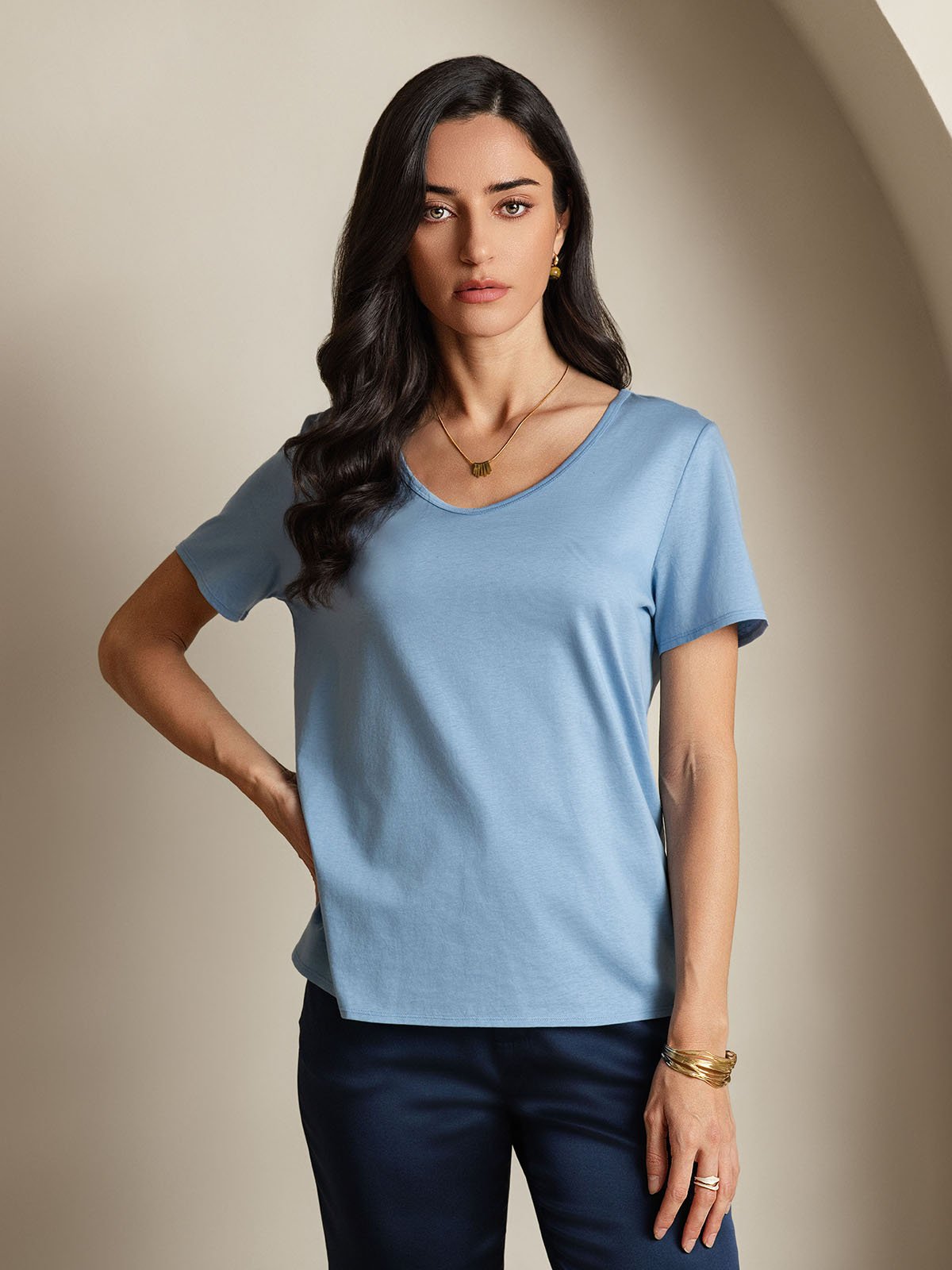 SilkSilky-DK Silke Womens T-Shirt Blå 003