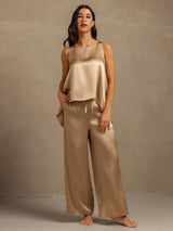 [Champagne] SilkSilky-DK Sleeveless Scoop Neck Dame Pyjamas 007