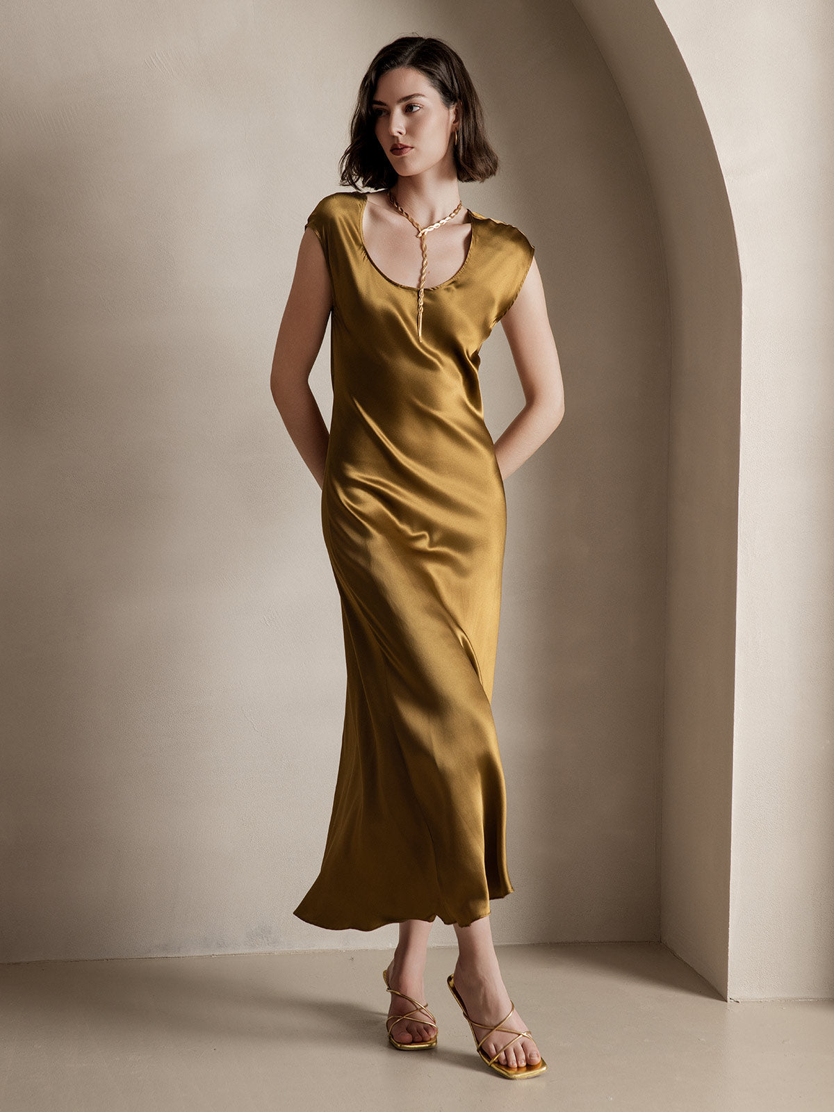 [Brun] SilkSilky-DK 19Momme Silke Dress 001