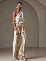 [Beige] SilkSilky-DK Spaghetti Strap V Neck Camisole Top 006