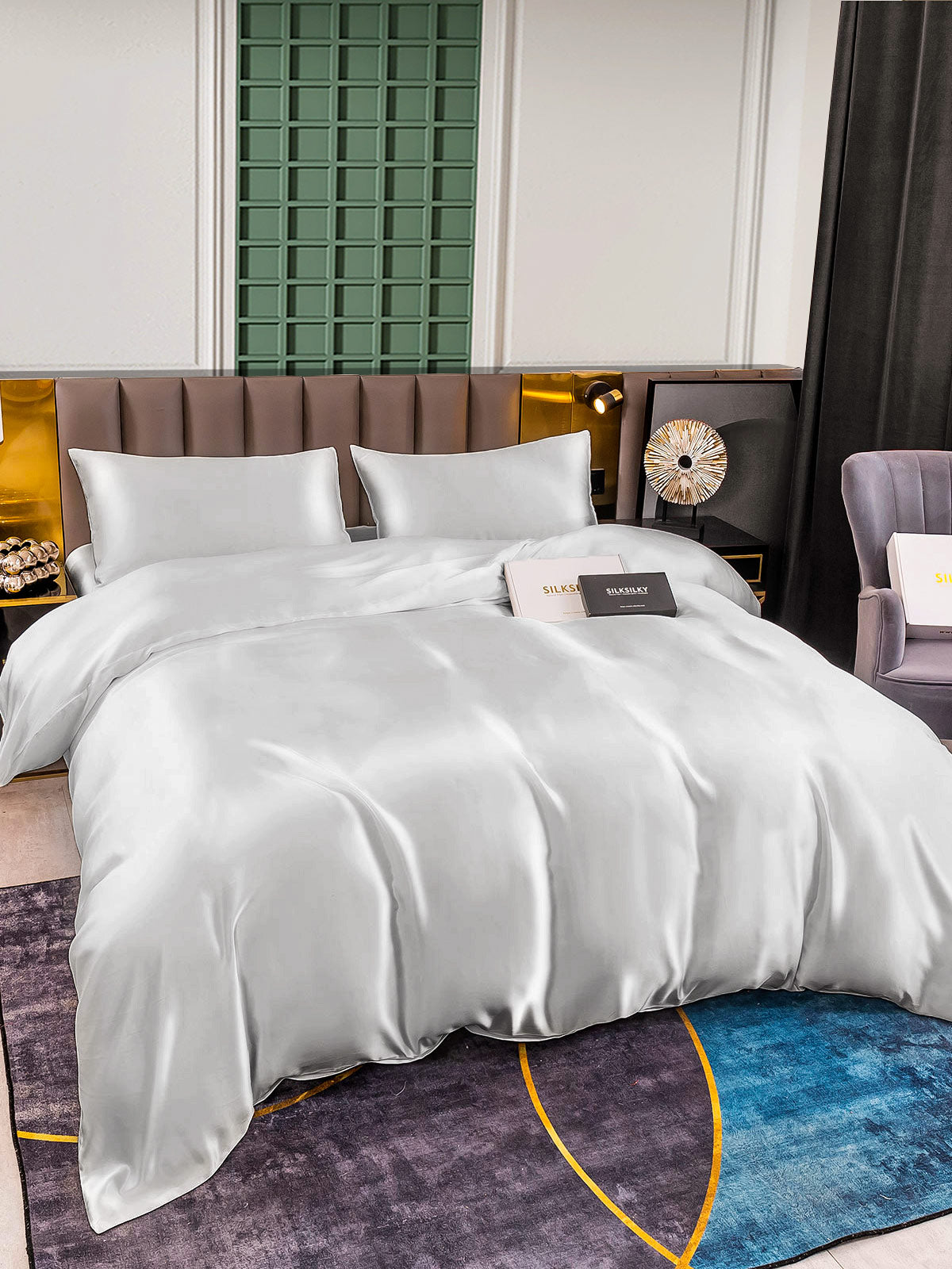 [Sølv] SilkSilky-DK 25Momme Bedding Set 001