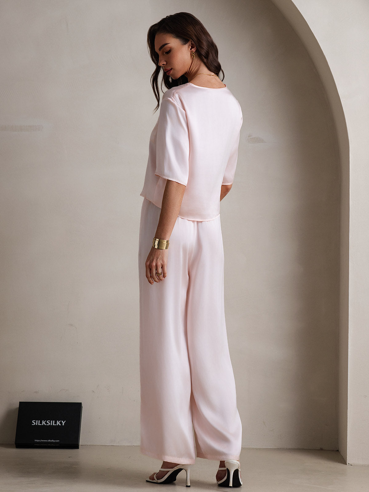 [Lyserød] SilkSilky-DK Womens Pajamas 002