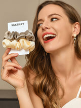 [Beige+Champagne] SilkSilky-DK 19Momme Scrunchie 005
