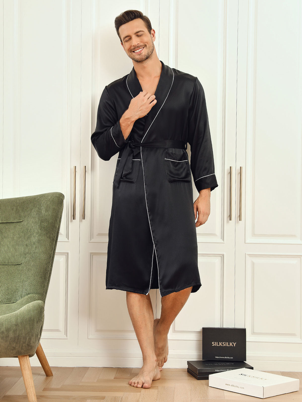 [Sort] SilkSilky-DK 19Momme Mens Robe 001